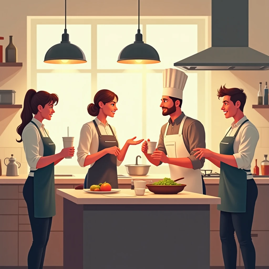 Chef et équipe en cuisine