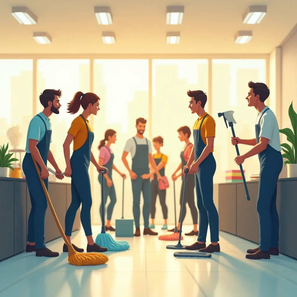 Teamwork in cleaning jobs