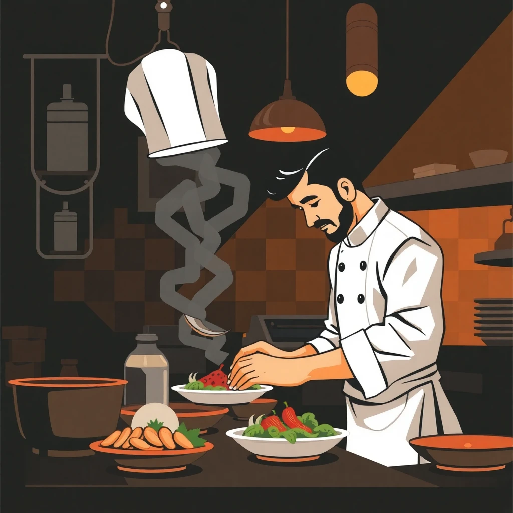 Chef en acción en la cocina