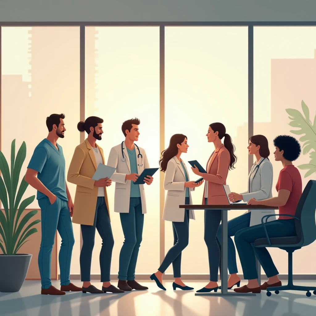 Profesionales de la salud discutiendo