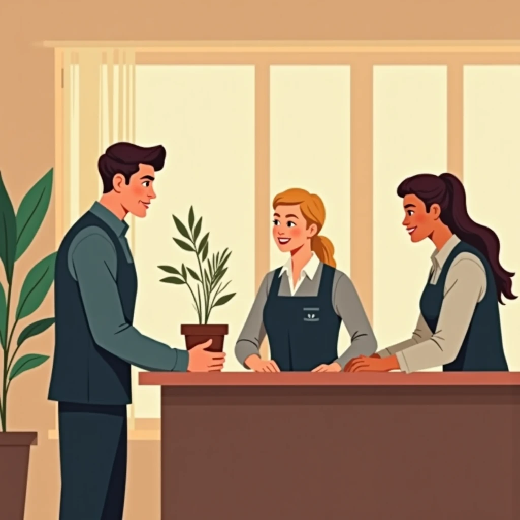 Hotelmitarbeiter an der Rezeption