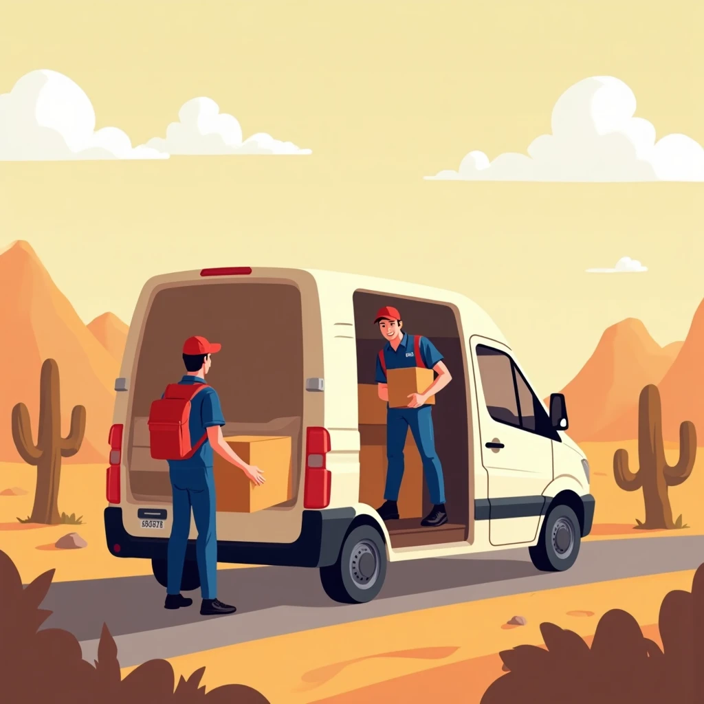 Driver loading delivery van