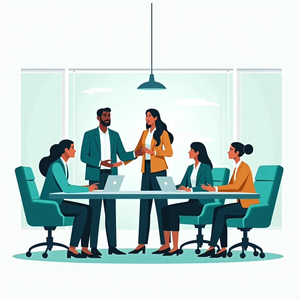 Mid-level finance team meeting