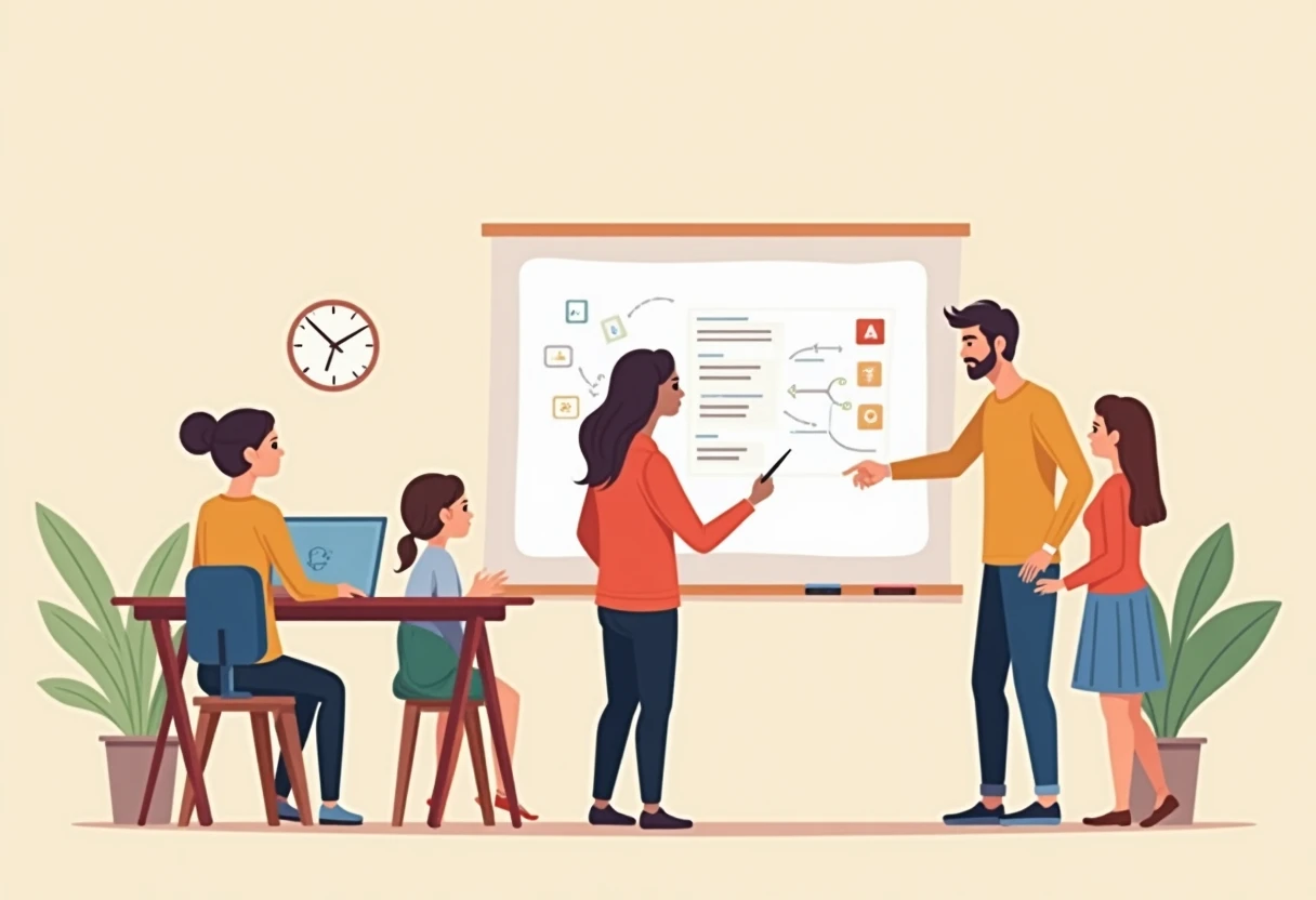 Lehrer mit interaktiver Technologie