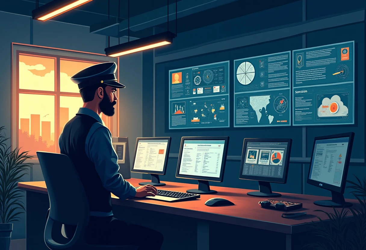 Agent de sécurité en salle de contrôle