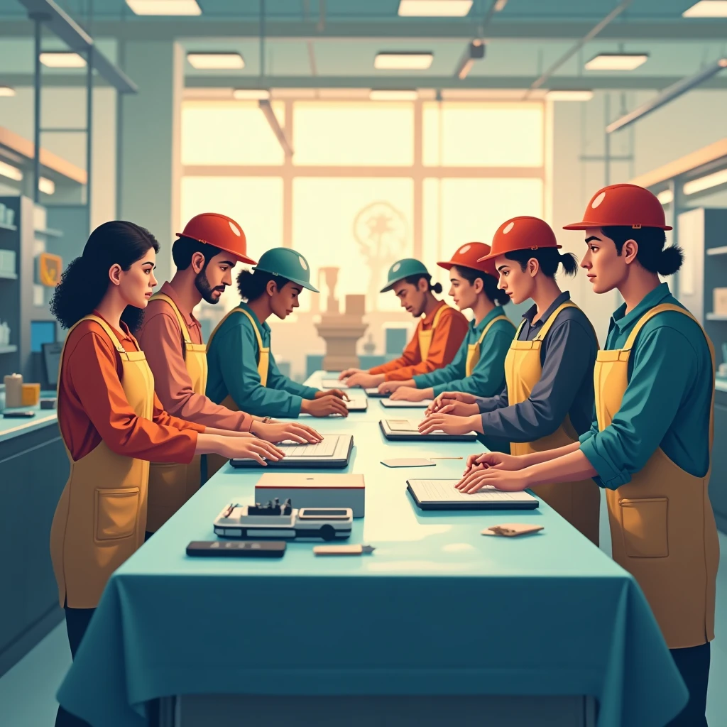 Modern manufacturing teamwork