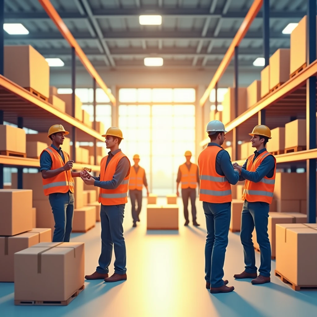 Busy warehouse environment
