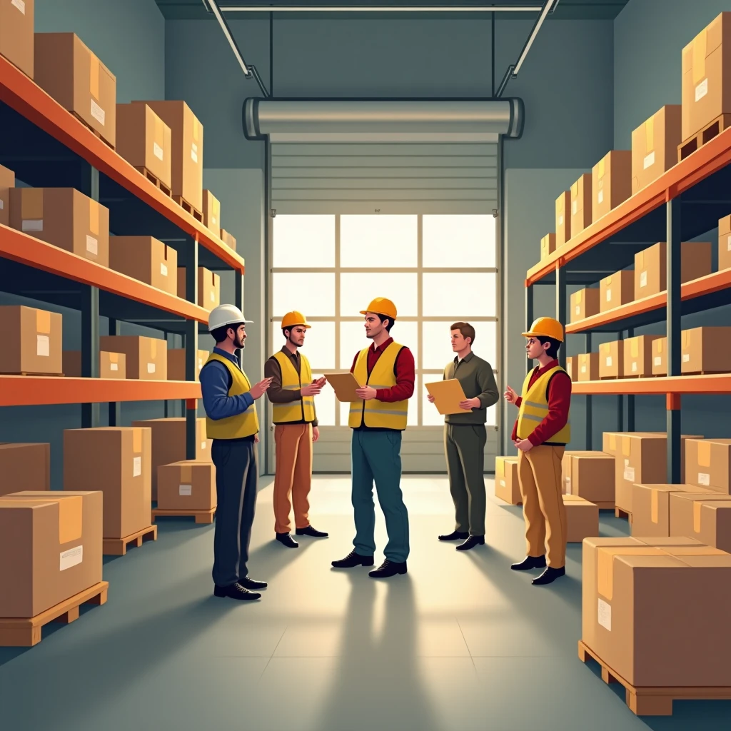 Warehouse supervisor managing tasks