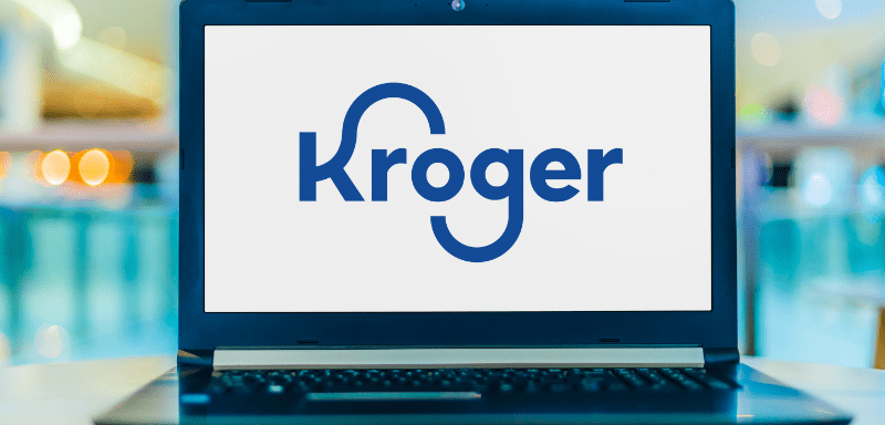 Logo da Kroger em laptop.