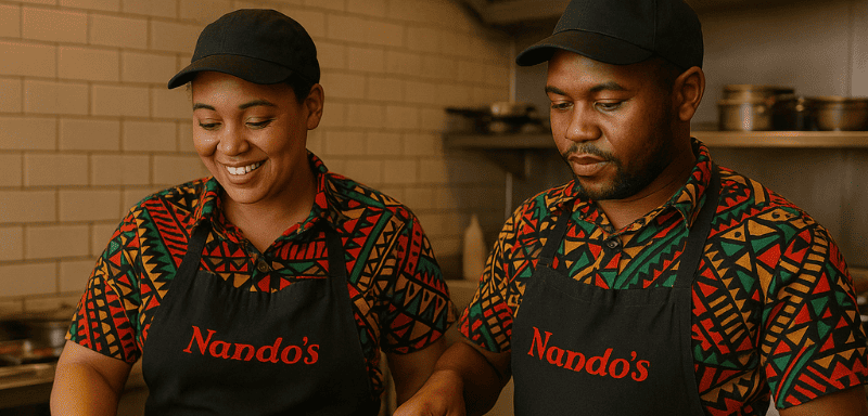Nando's employees working.