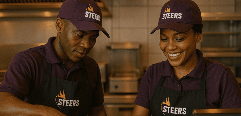 Steers employees working.